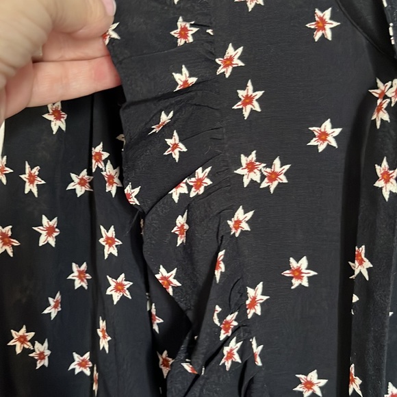 & OTHER STORIES FLORAL PRINTED RUFFLE BIB MIDI DRESS - Picture 8 of 15